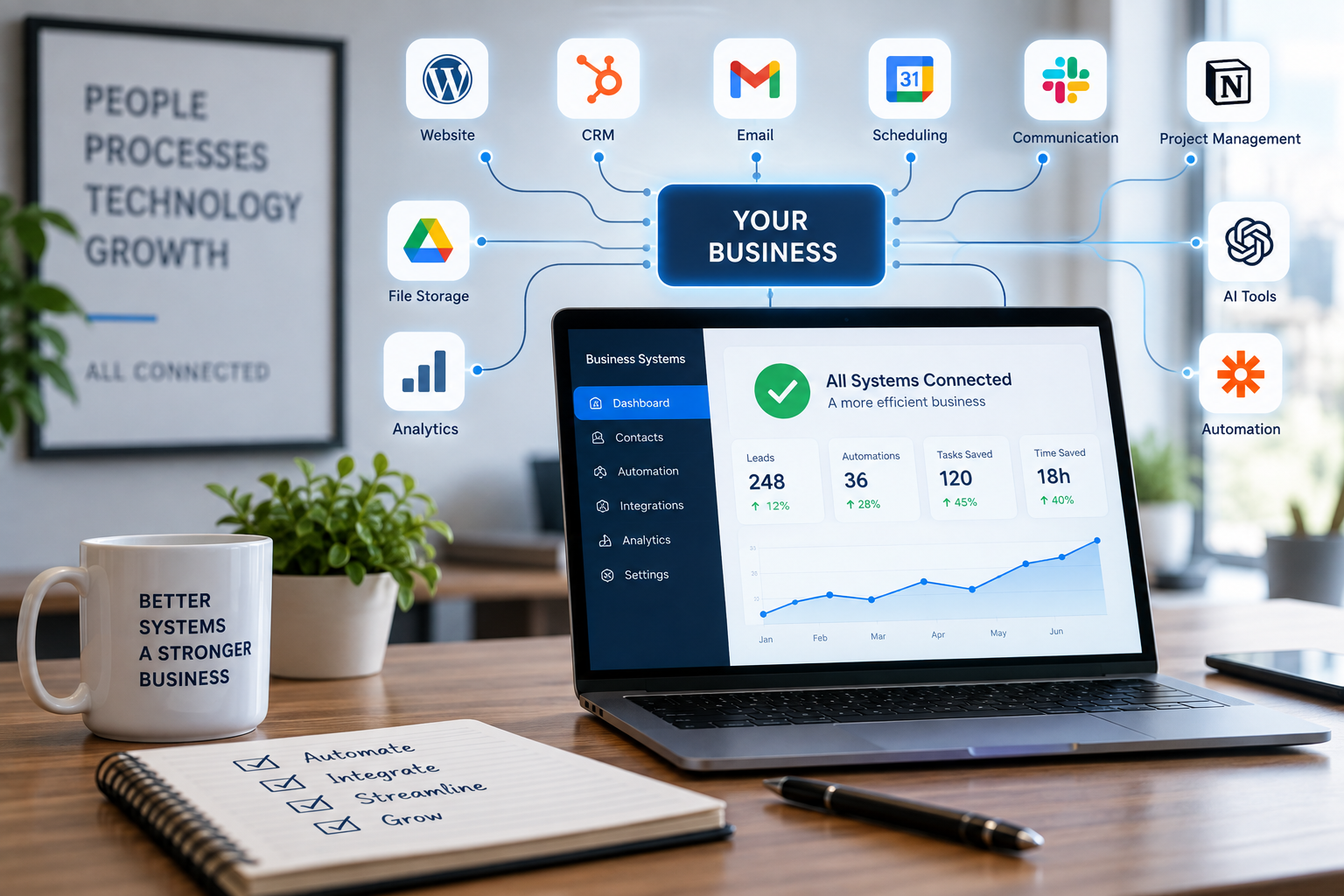 Business systems management: connecting the platforms and workflows a business already uses
